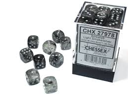 Asmodee Canada 36D6: Borealis Light smoke/silver Chessex