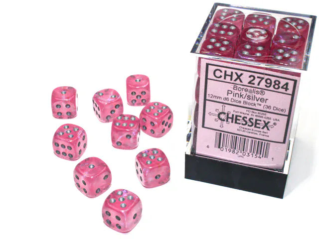Asmodee Canada 36D6: Borealis Pink/silver Chessex