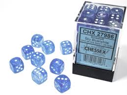 Asmodee Canada 36D6: Borealis Sky blue/white Chessex