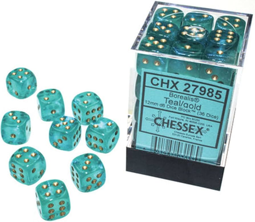 Asmodee Canada 36D6: Borealis Teal/Gold Chessex