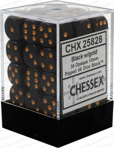 Asmodee Canada 36D6: Opaque Black/Gold Chessex