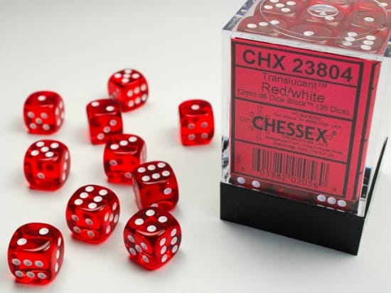 Asmodee Canada 36D6: Translucent Red/white Chessex