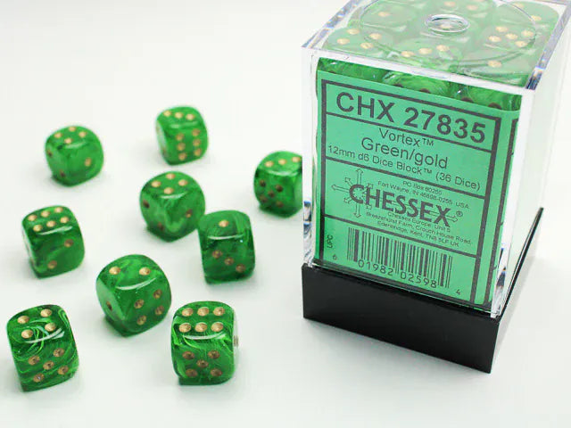 Asmodee Canada 36D6: Vortex Green/gold Chessex