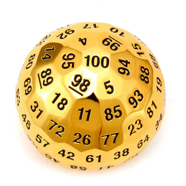 HYMGHO DICE Shiny Gold Solid Metal 50mm D100 Dice