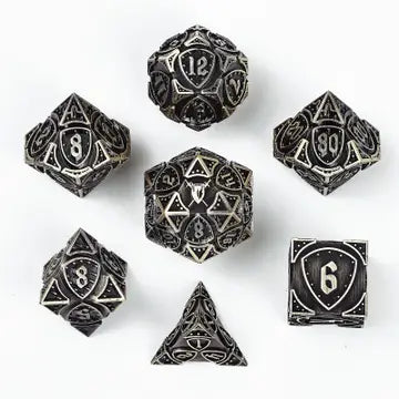 HYMGHO DICE Solid Metal Paladin Class Rpg Dice Set - Ancient Bronze