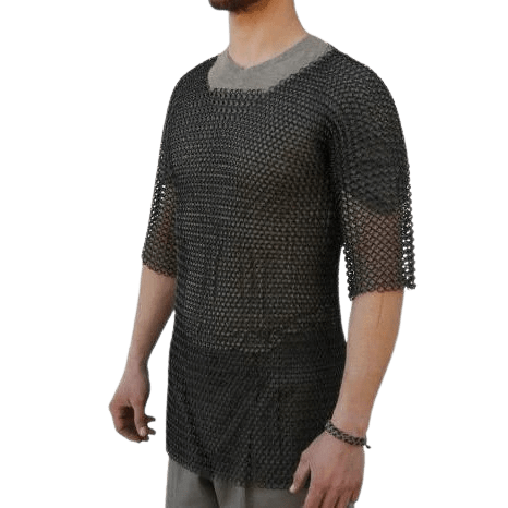 MEDIEVAL DEPOT Medieval Half Sleeve Habergeon Blackened Chainmail Medium