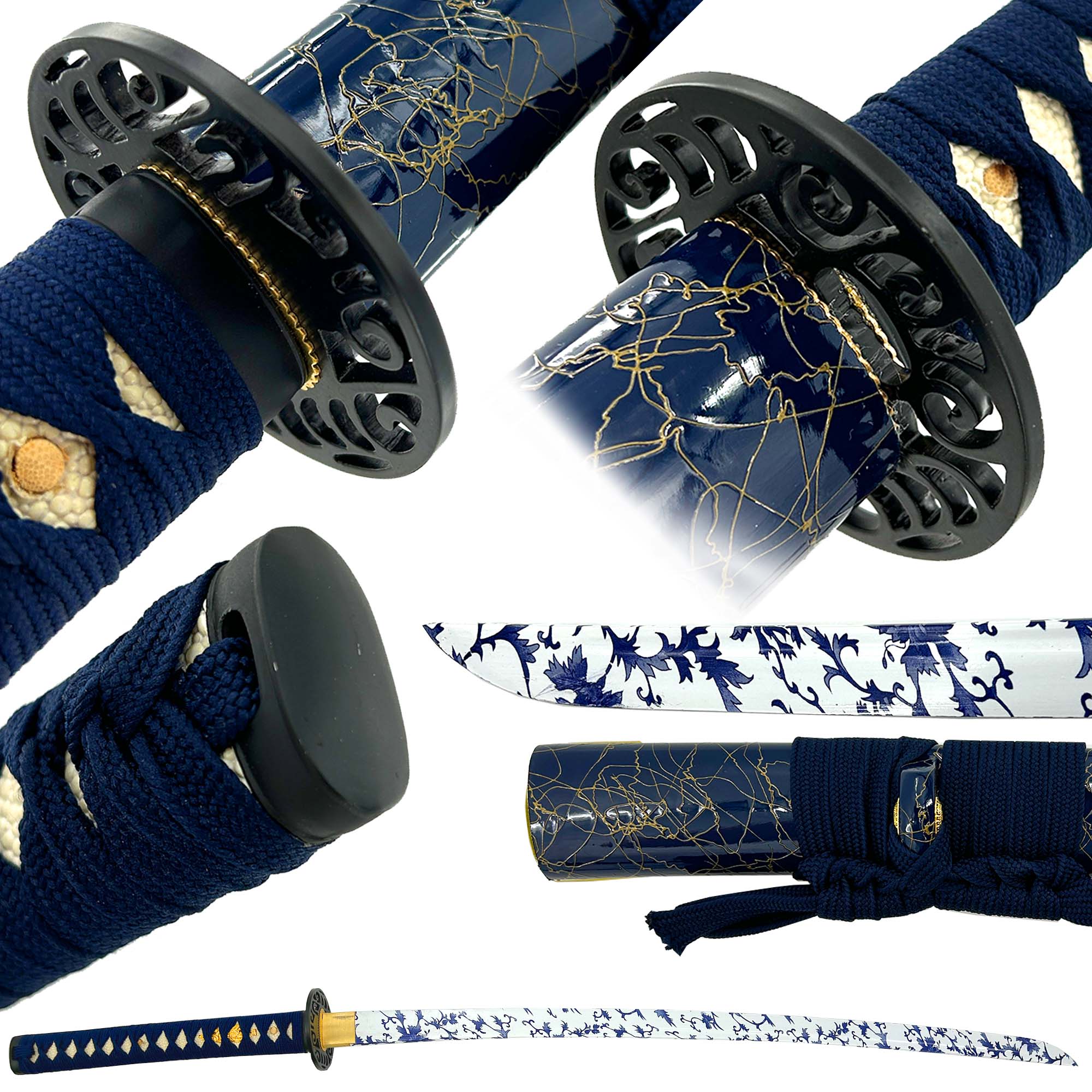 MEDIEVAL DEPOT 'Frost Bloom' Porcelain Blue Hand-Forged Replica Katana