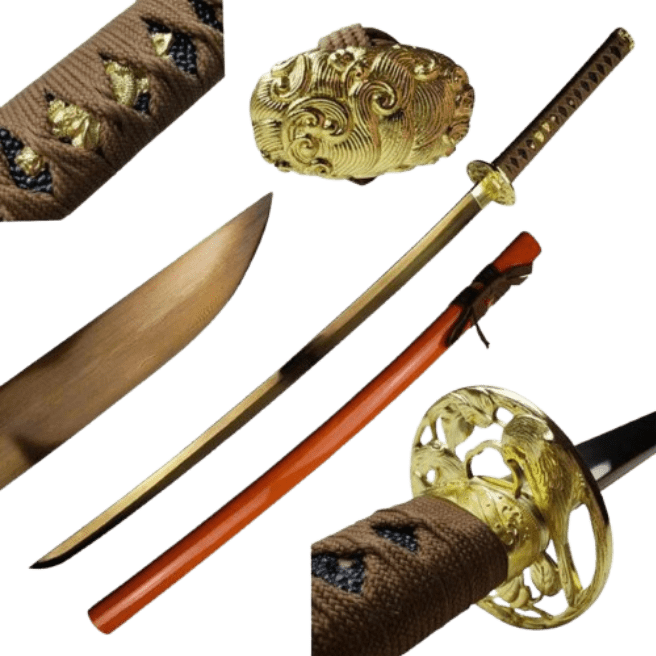 MEDIEVAL DEPOT Handmade Golden Damascus Steel Katana