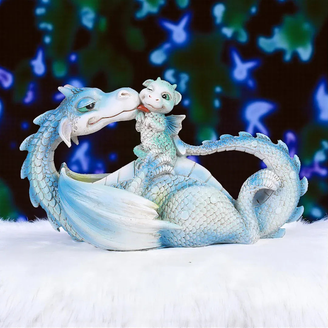 PACIFIC TRADING 'Parent & Child' Blue/White Dragon Sculpture