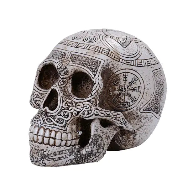PACIFIC TRADING 'Celtic Runes' Skull Sculpture