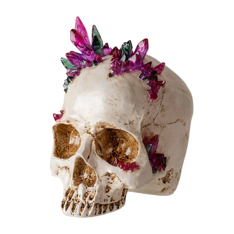 PACIFIC TRADING Skull With Crystals Sculpture