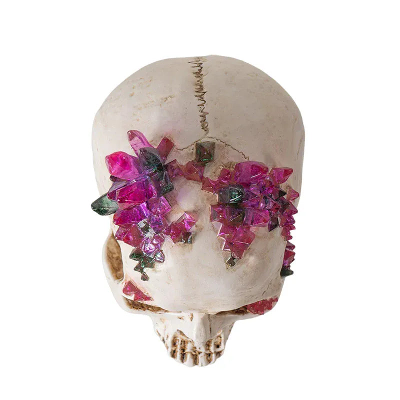 PACIFIC TRADING Skull With Crystals Sculpture