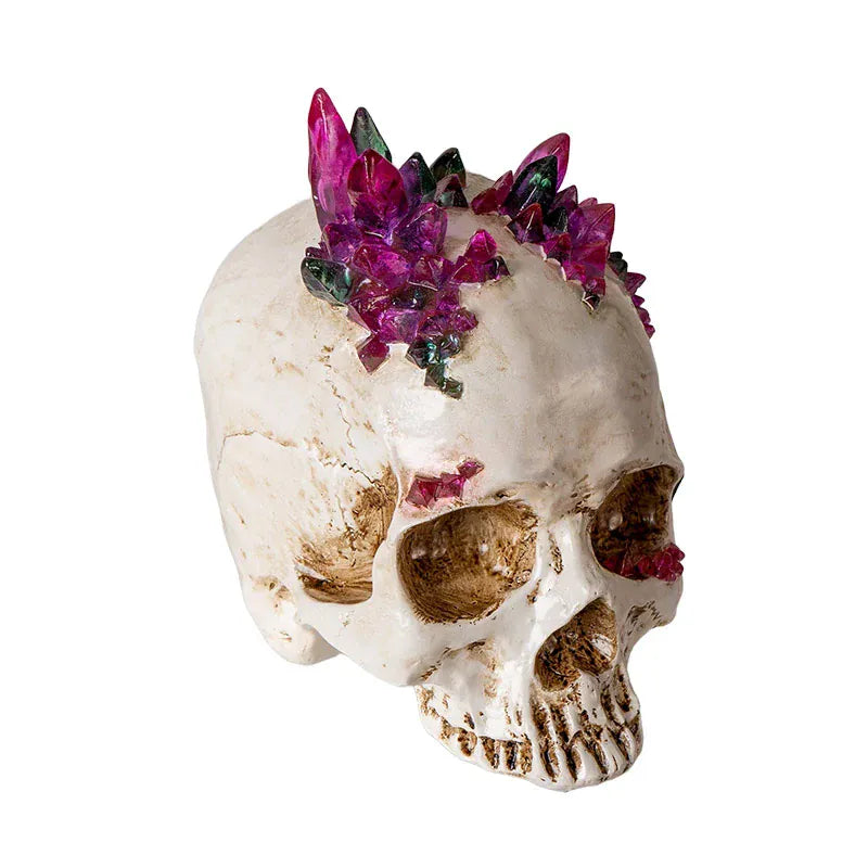 PACIFIC TRADING Skull With Crystals Sculpture