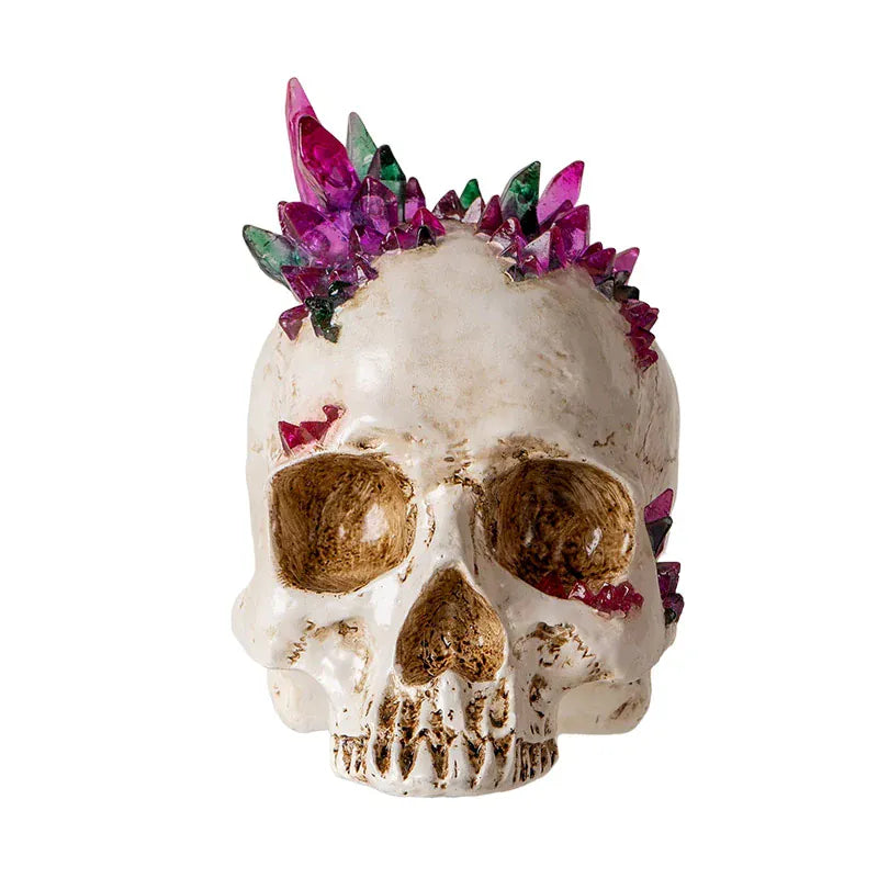 PACIFIC TRADING Skull With Crystals Sculpture