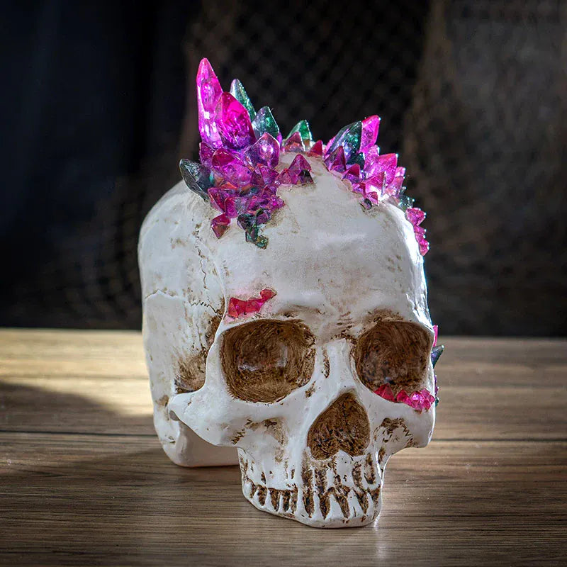 PACIFIC TRADING Skull With Crystals Sculpture