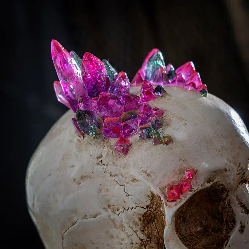 PACIFIC TRADING Skull With Crystals Sculpture