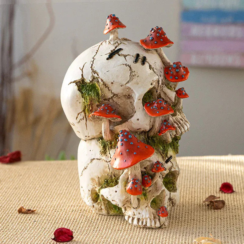 PACIFIC TRADING 'Sprouting' Mushroom Skull-Stack Sculpture