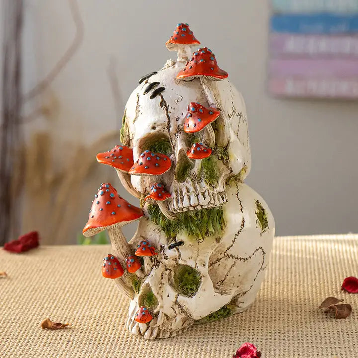 PACIFIC TRADING 'Sprouting' Mushroom Skull-Stack Sculpture