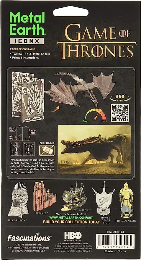 The Lair Metal Earth ICONX Game of Thrones Drogon Metal Model