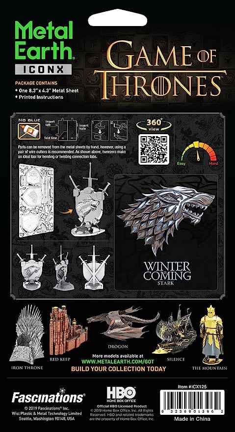 The Lair Metal Earth ICONX Game of Thrones House Stark Sigil Metal Model