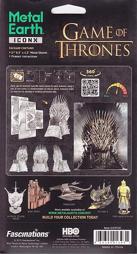 The Lair Metal Earth ICONX Game of Thrones Iron Throne Metal Model