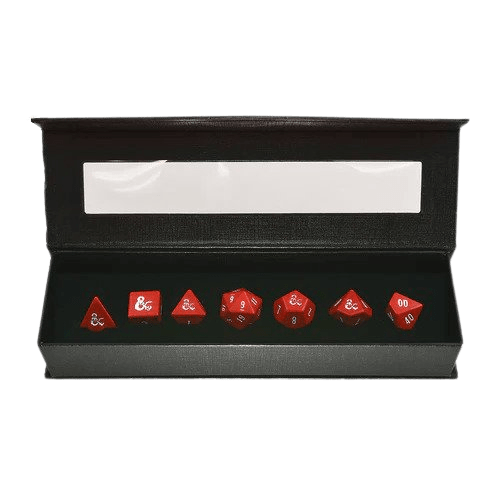 The Lair Red and White Dungeons & Dragons Heavy Metal RPG Dice Set